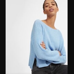 Everlane Powder Blue Ribbed Cashmere Boat Neck Sweater